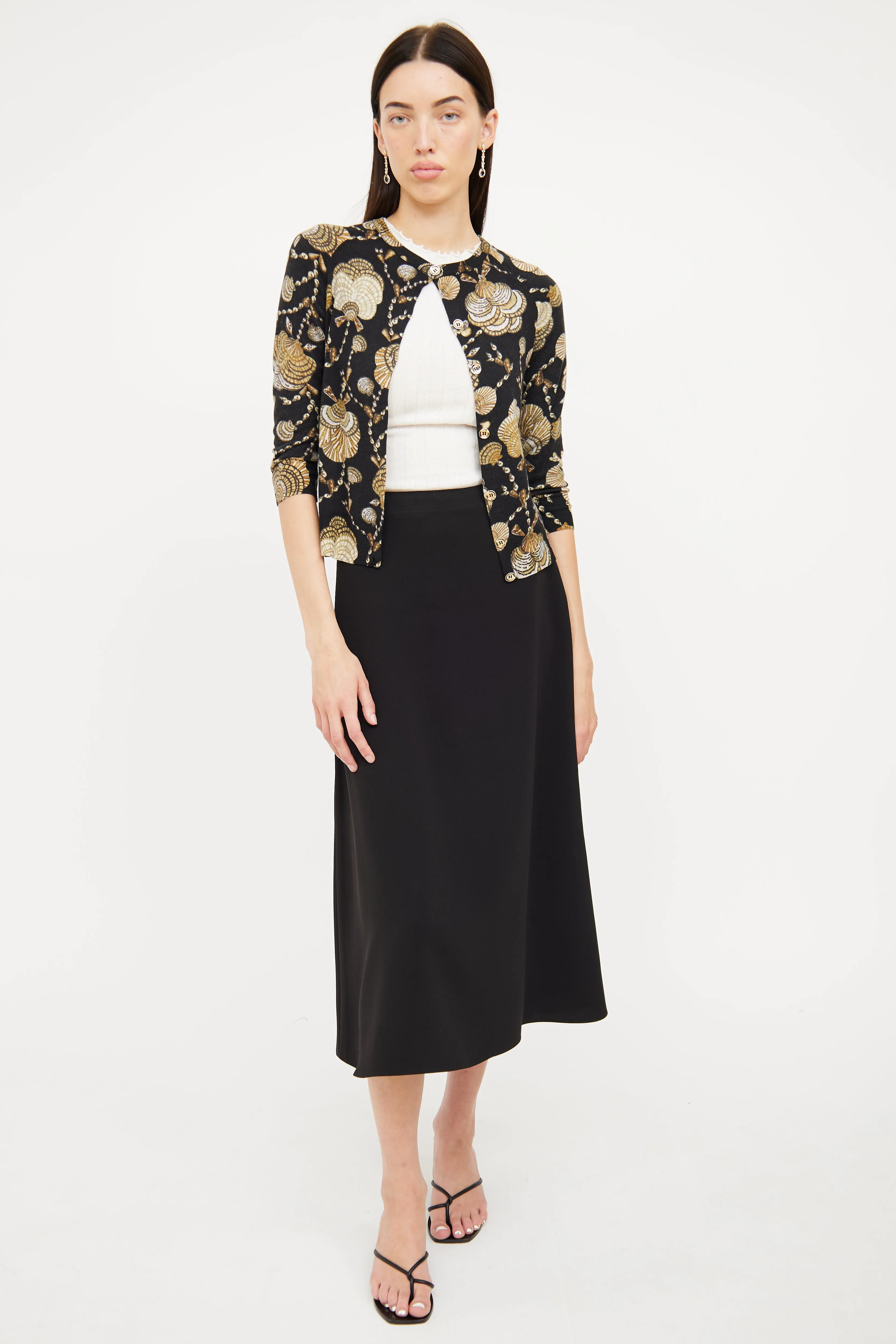 2008 Black Shell Print Cardigan