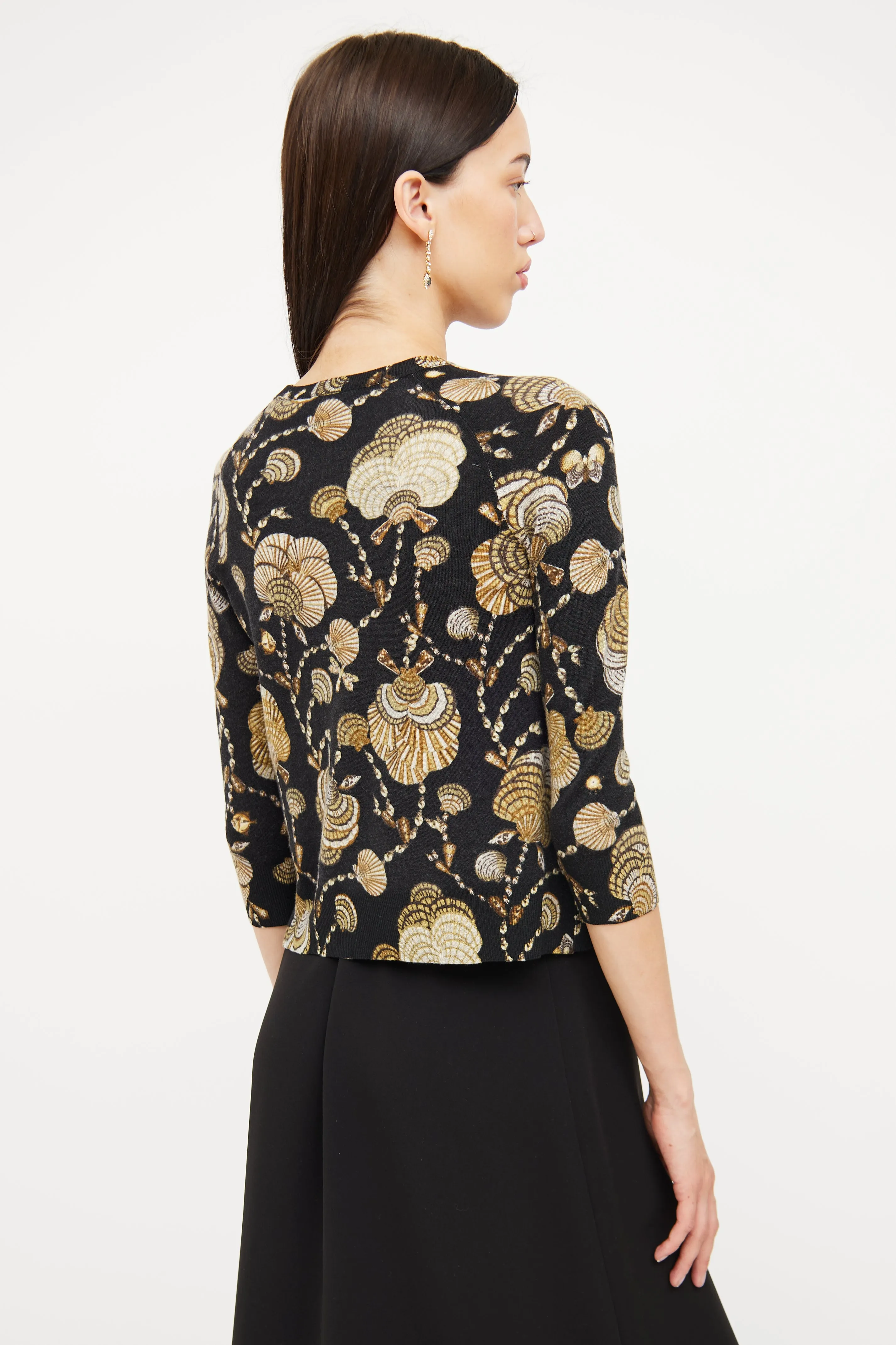 2008 Black Shell Print Cardigan