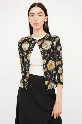 2008 Black Shell Print Cardigan