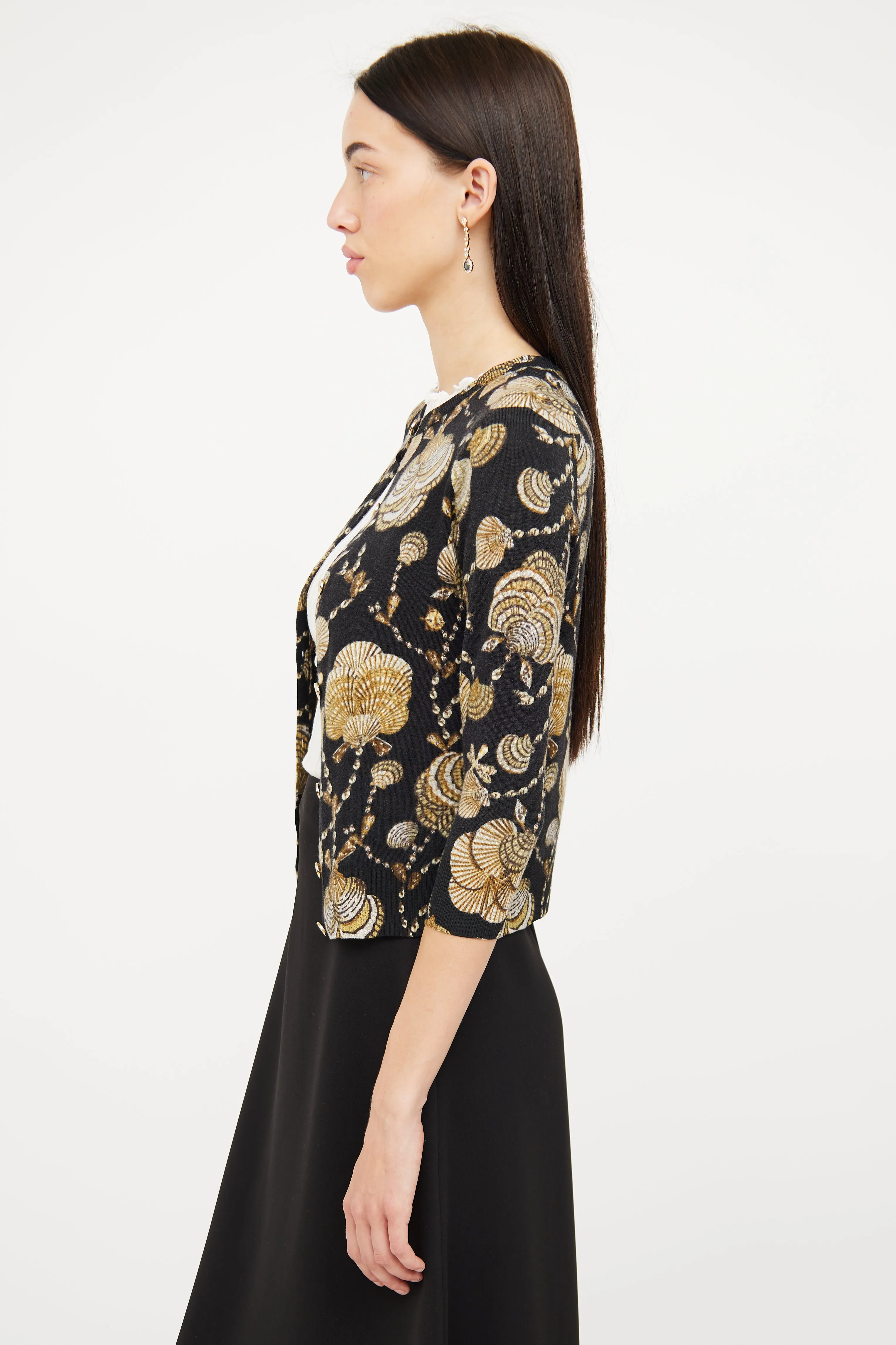 2008 Black Shell Print Cardigan