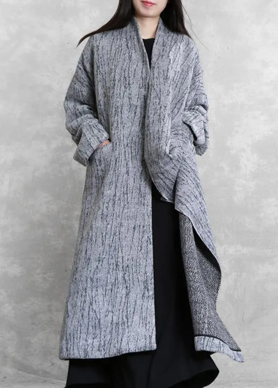 2019 oversized long coat women gray asymmetric pockets Woolen Coats Women