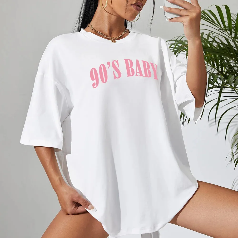 90's Baby oversized cotton tees for the ladies