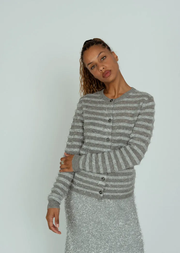 Allude Tinsel Knit Cardigan Sweater