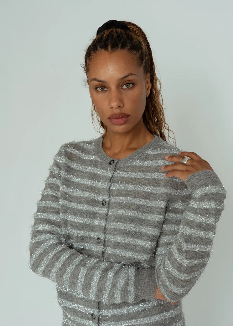 Allude Tinsel Knit Cardigan Sweater