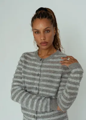Allude Tinsel Knit Cardigan Sweater