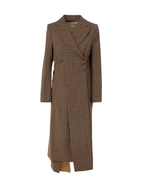 Asymmetric Long Plaid Blazer