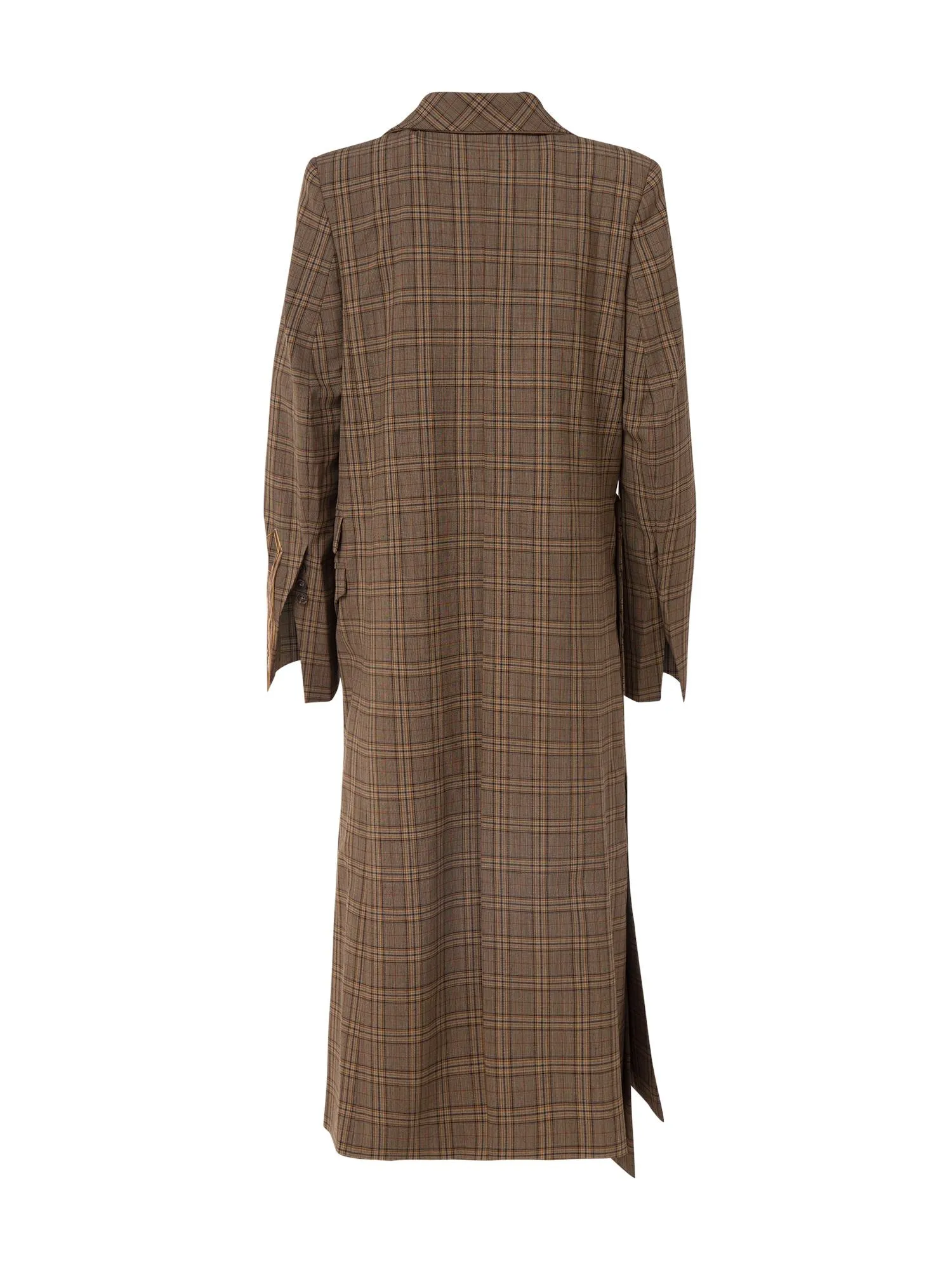Asymmetric Long Plaid Blazer