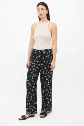 Black & Cream Floral Print Trouser