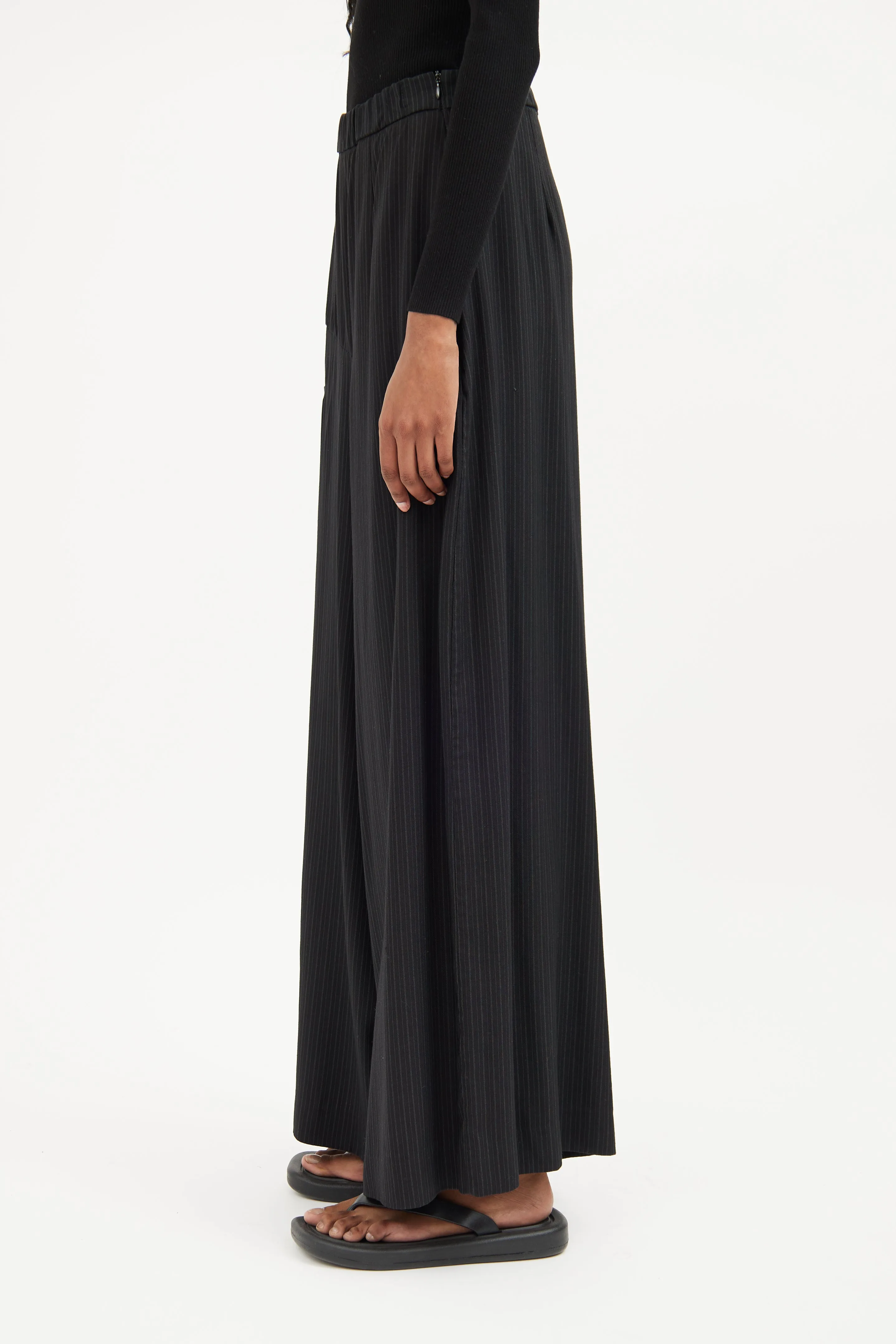Black Asymmetrical Panel Wide Trouser