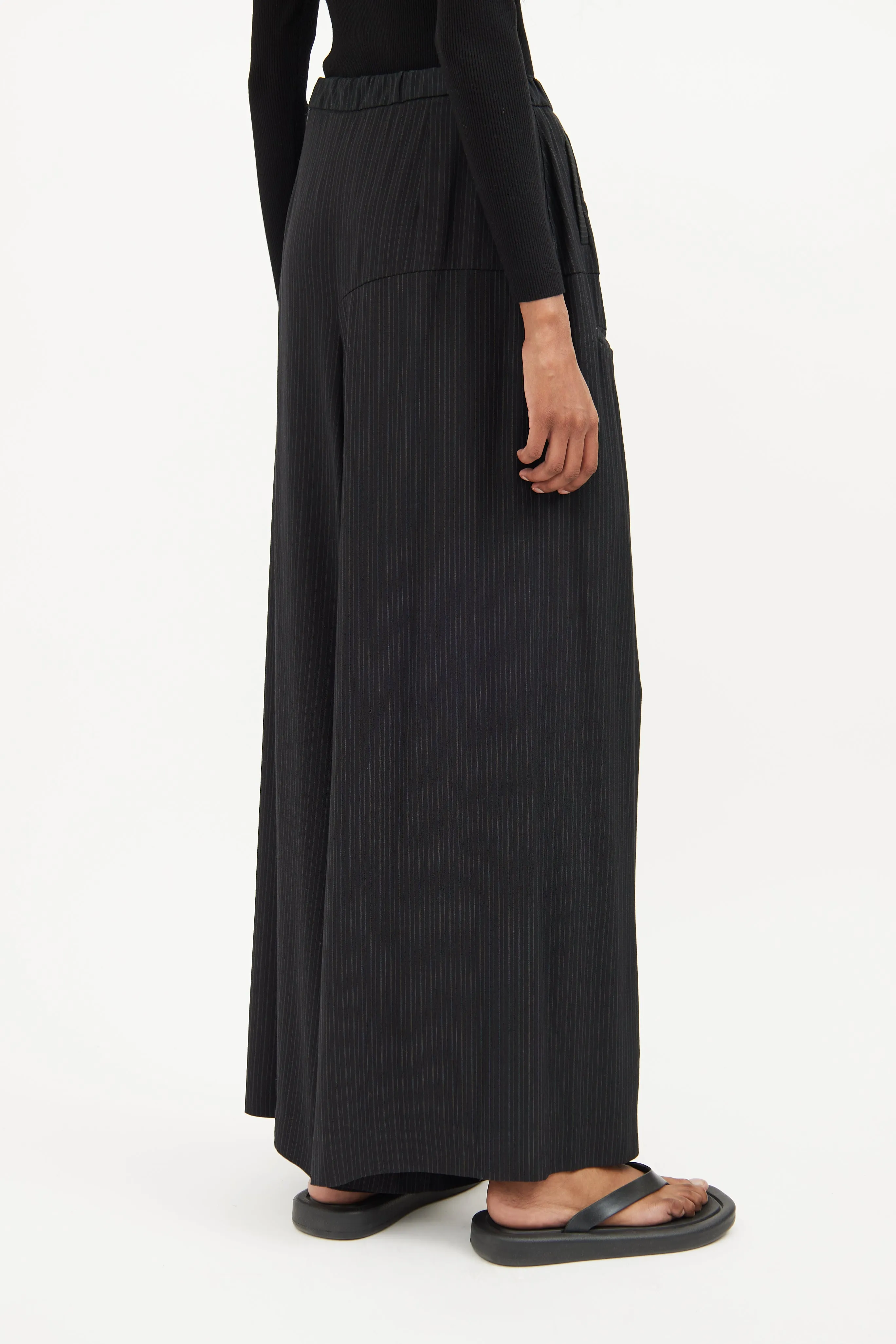 Black Asymmetrical Panel Wide Trouser