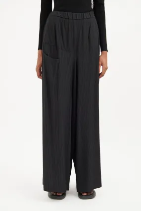 Black Asymmetrical Panel Wide Trouser