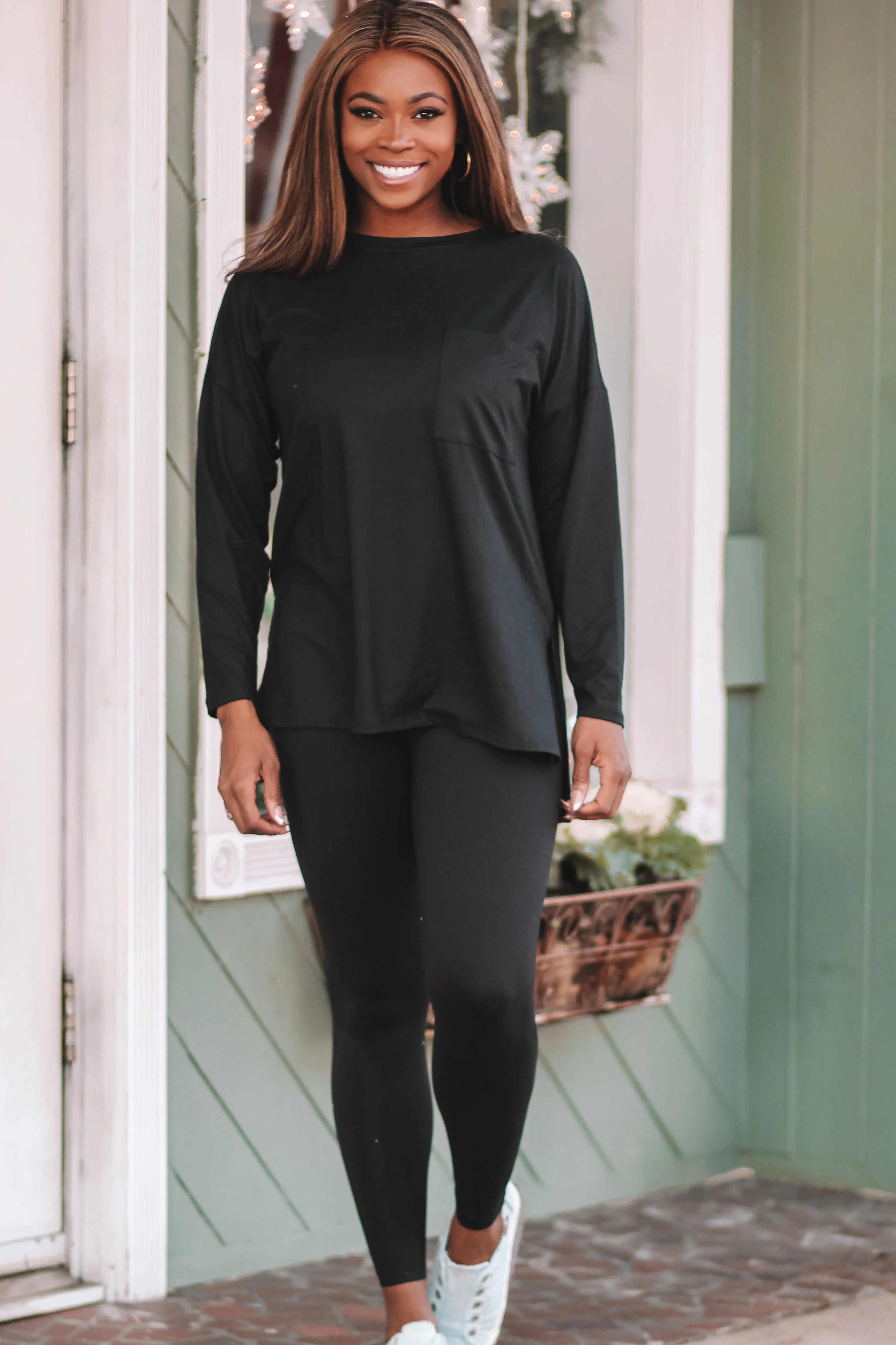 Black Buttery Soft Top & Leggings Set in Regular & Curvy