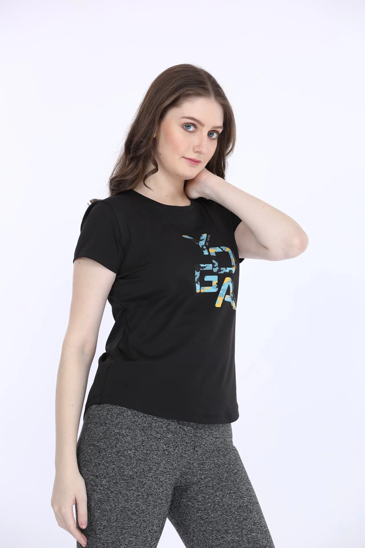 Black Stretch Fit Half Sleeve T-Shirt