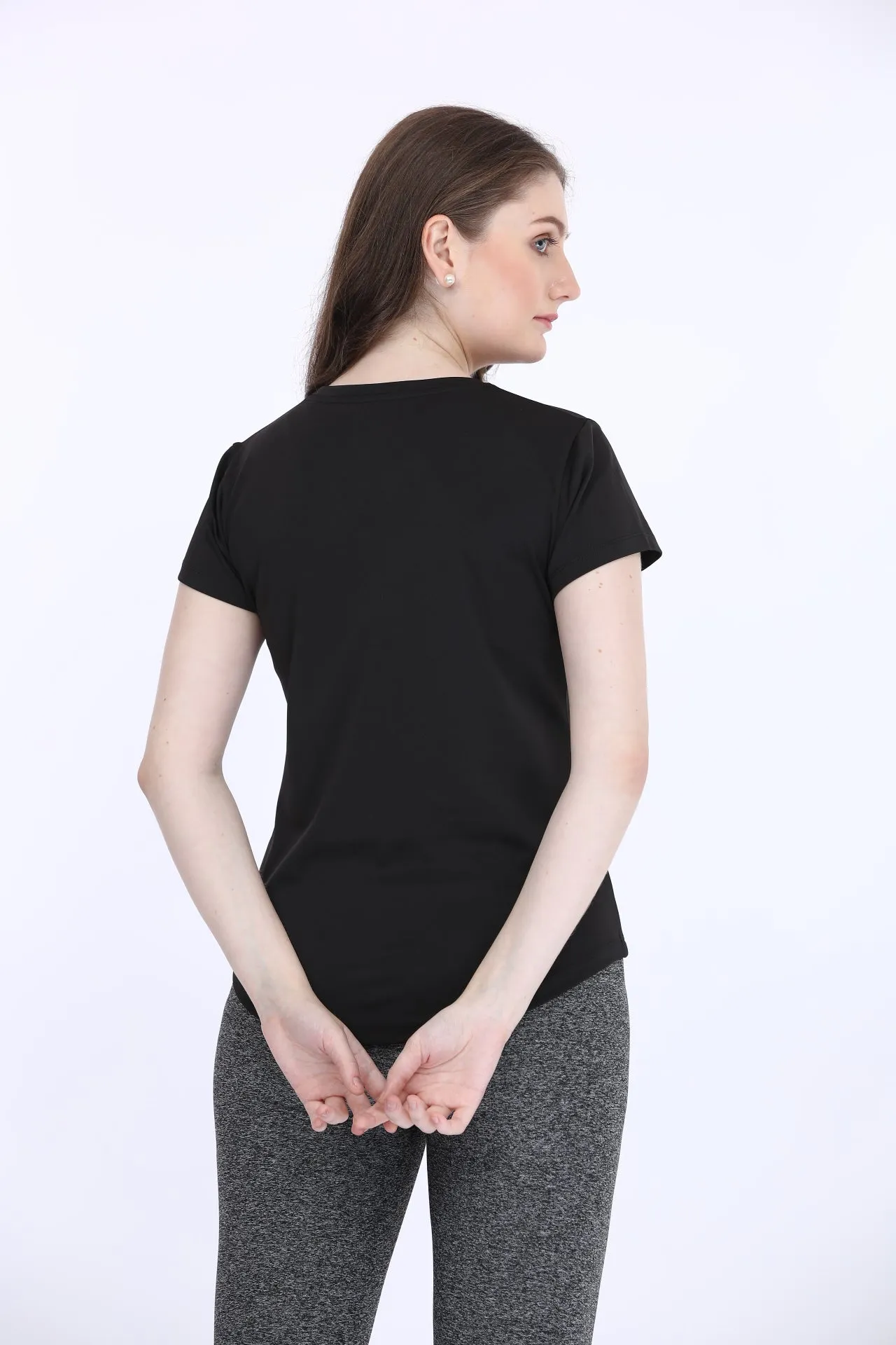 Black Stretch Fit Half Sleeve T-Shirt