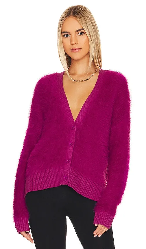 Central Park West Winnie Hairy Yam Cardigan in Pink