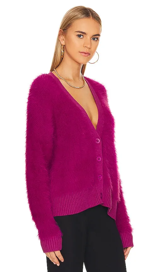 Central Park West Winnie Hairy Yam Cardigan in Pink