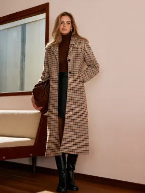 Checked Button Long Coat