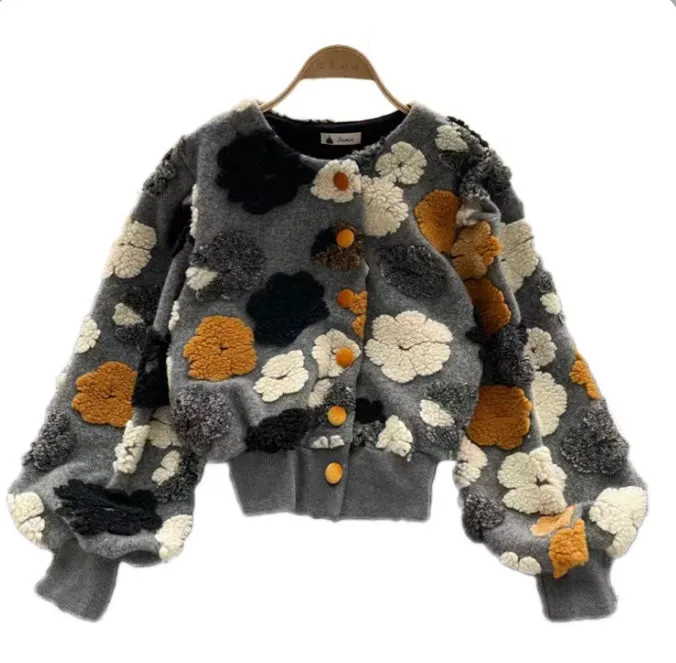 Flower Single-breasted Long Sleeve Coats