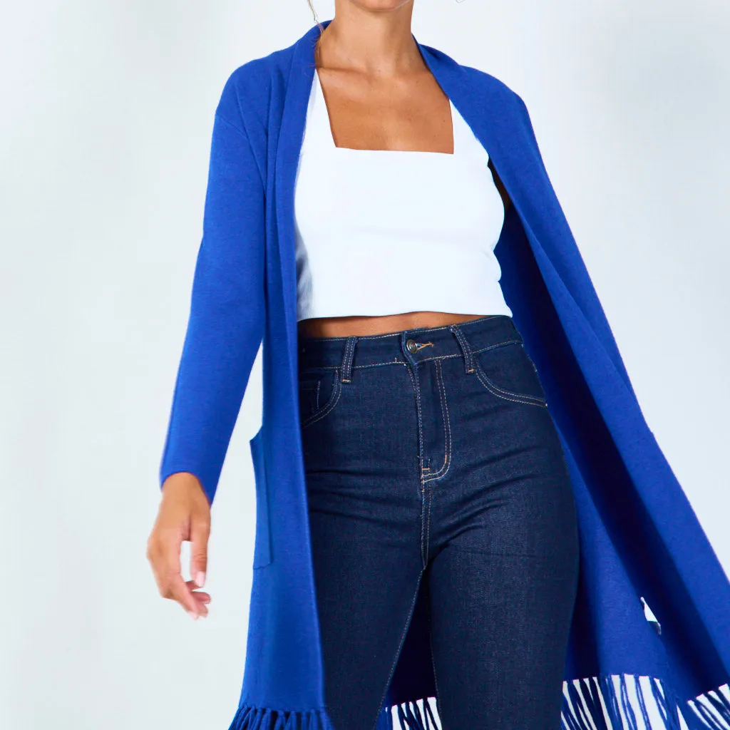 Long fringe cardigan with open front wholesale