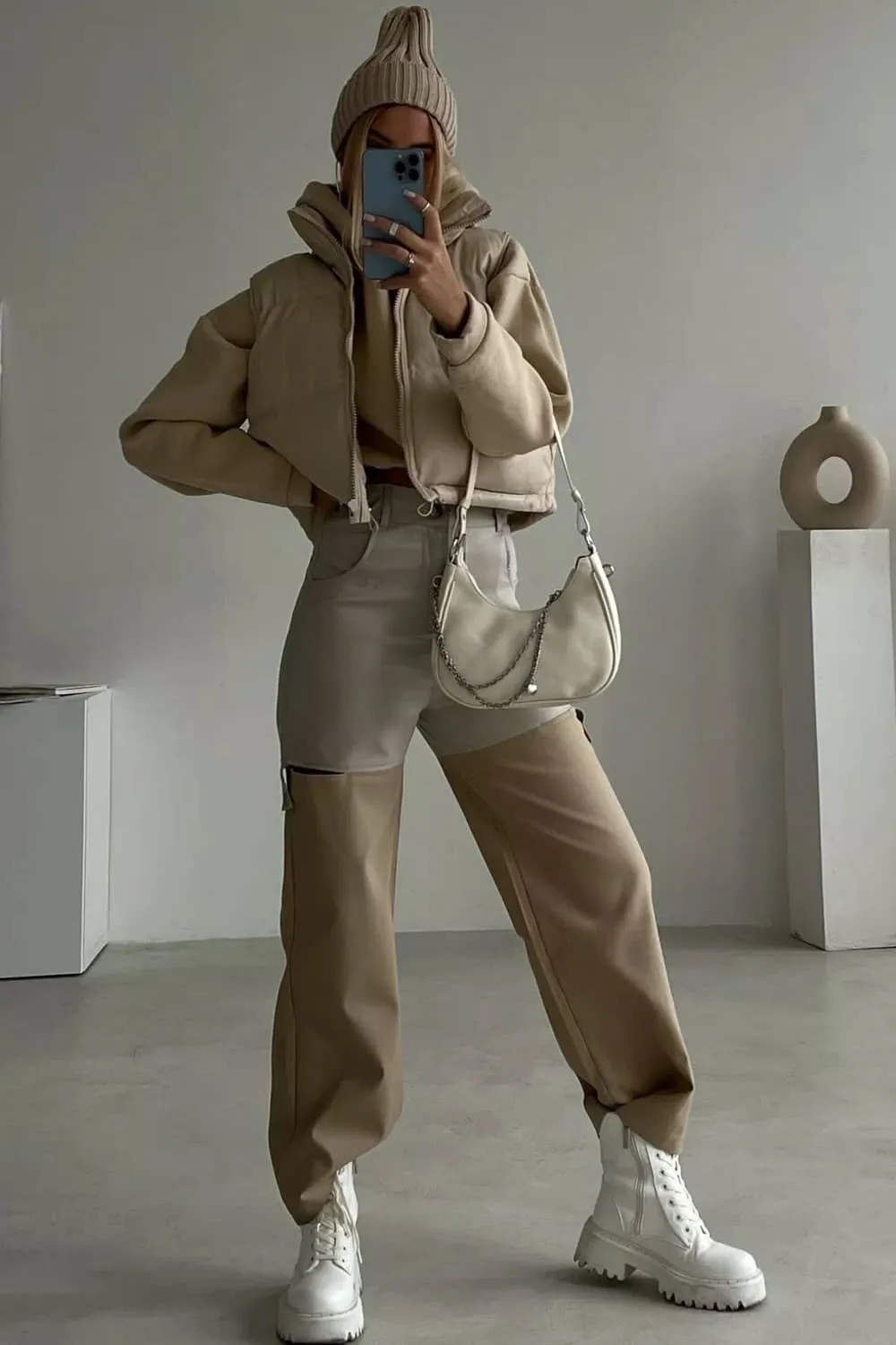 Loose Straight Wide-Leg Casual Pants for Women with Color-Block Splicing