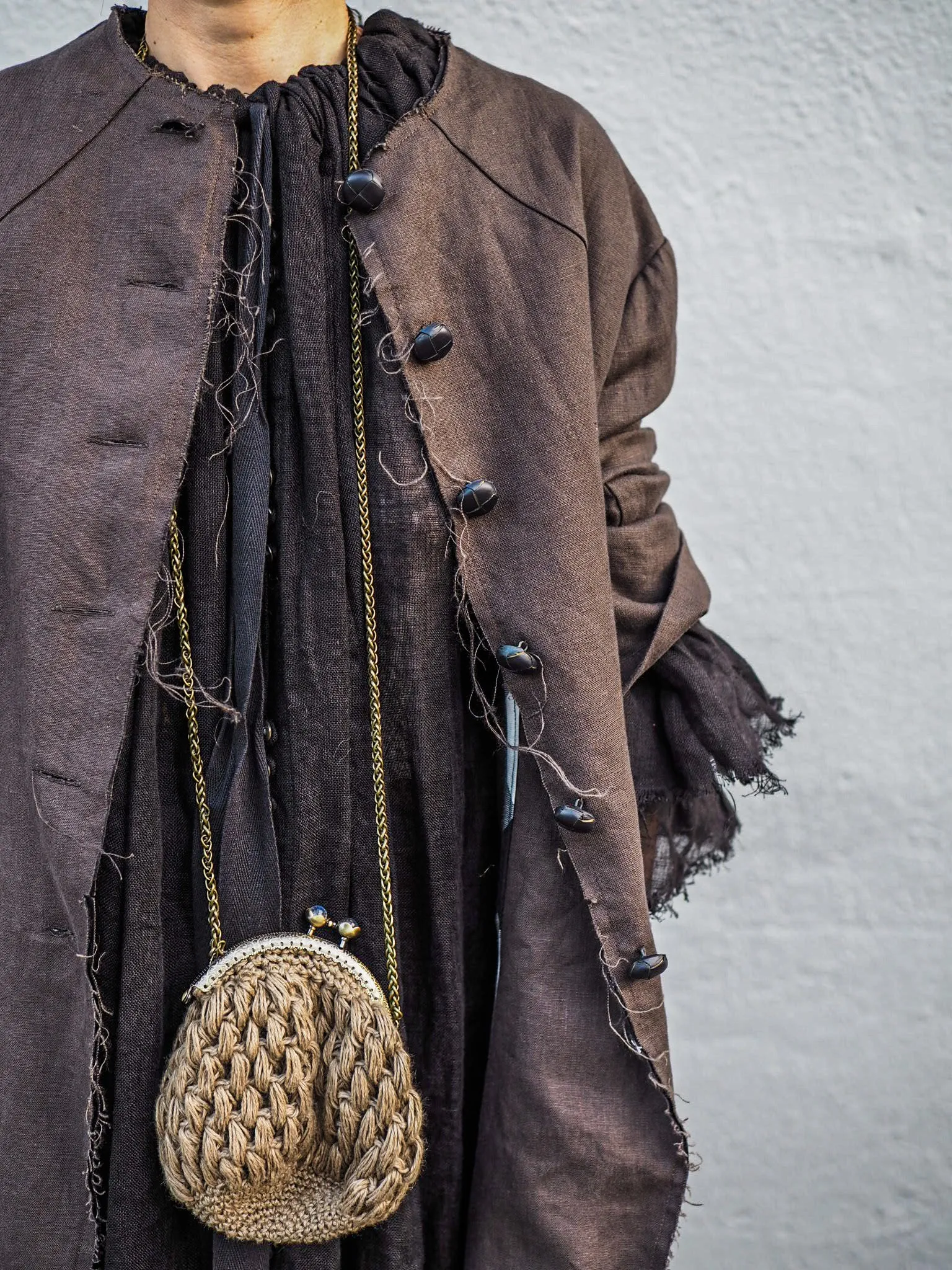 Maxi riding coat (Linen) - Truffle