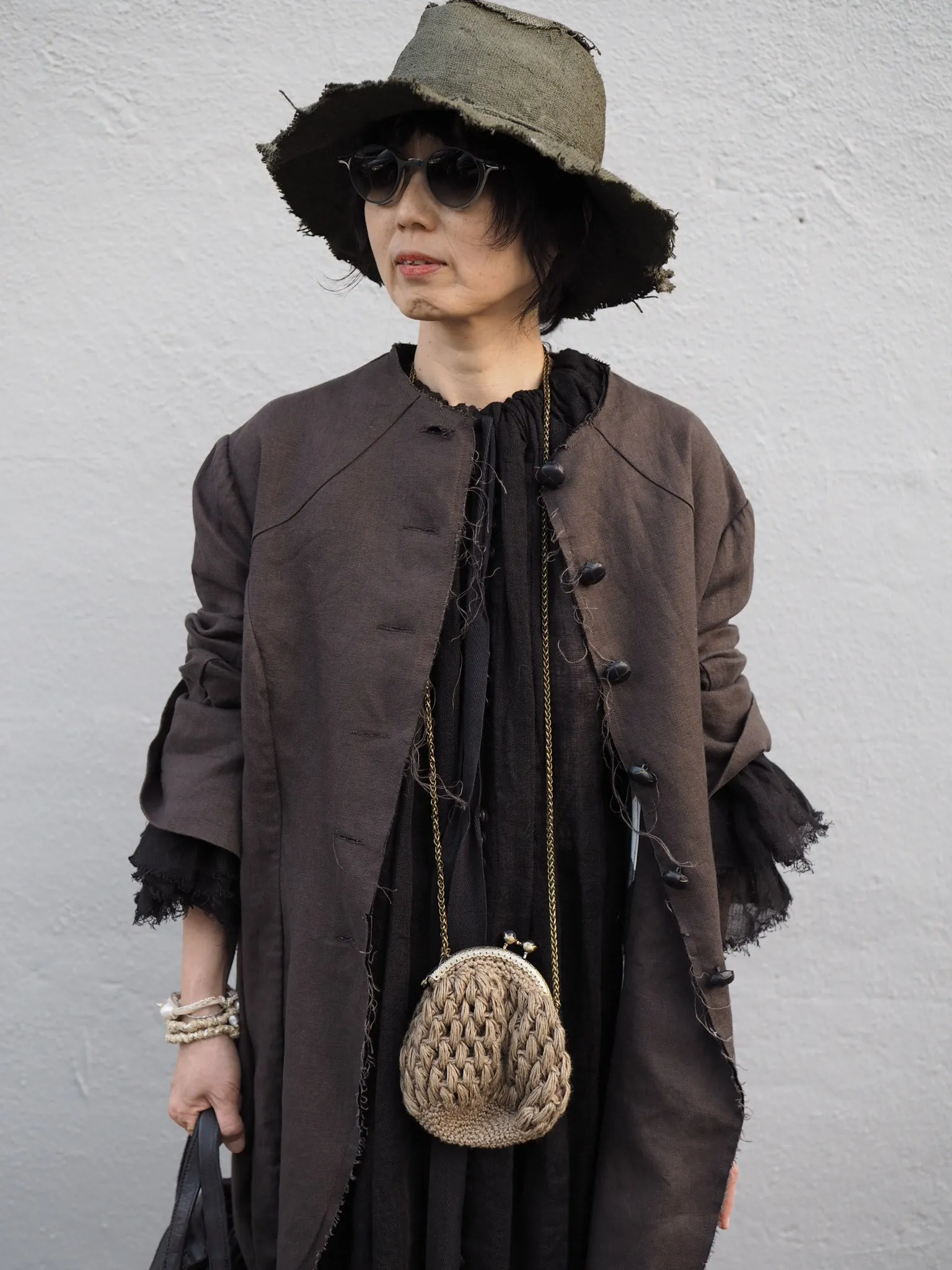 Maxi riding coat (Linen) - Truffle