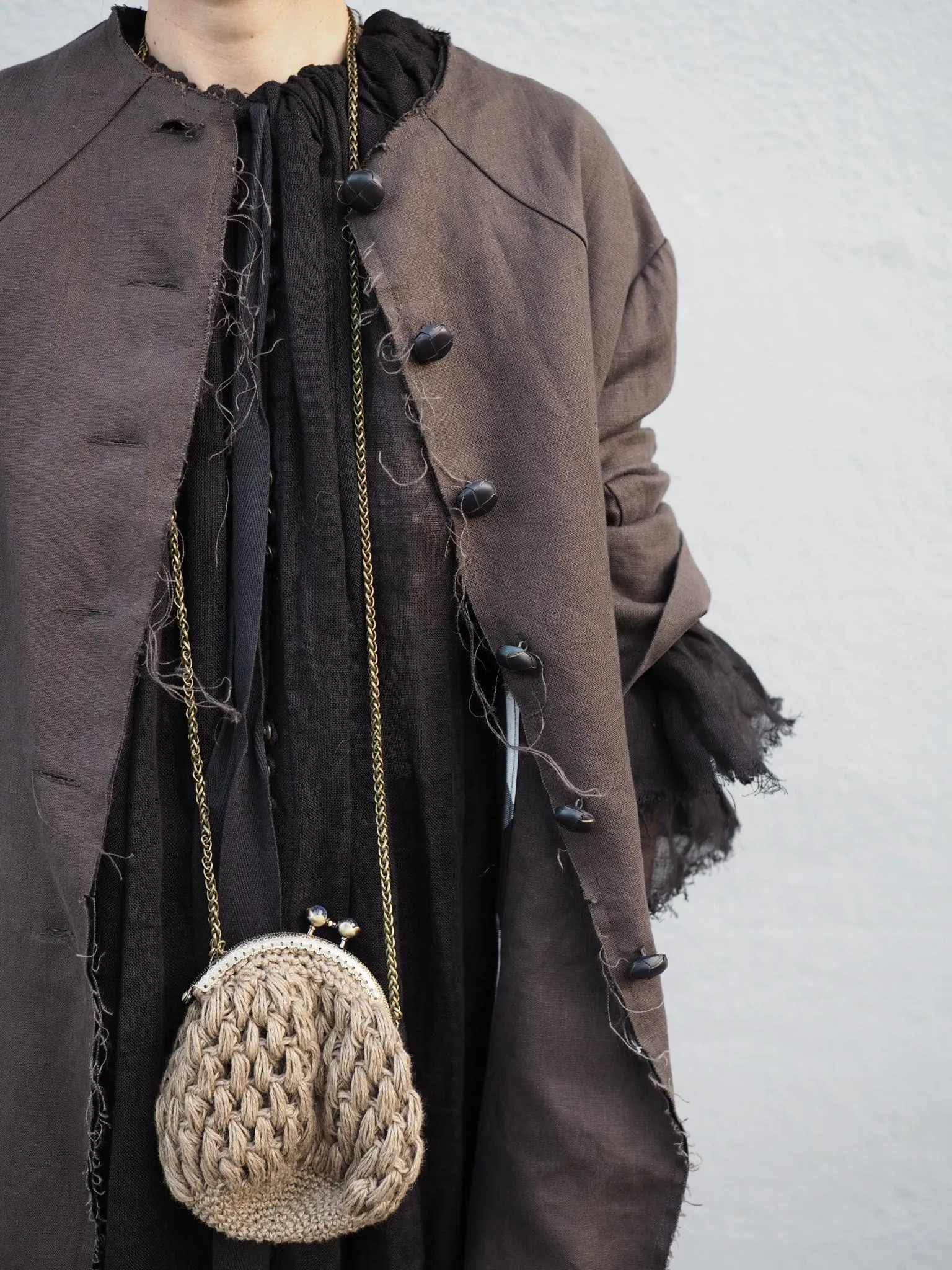 Maxi riding coat (Linen) - Truffle