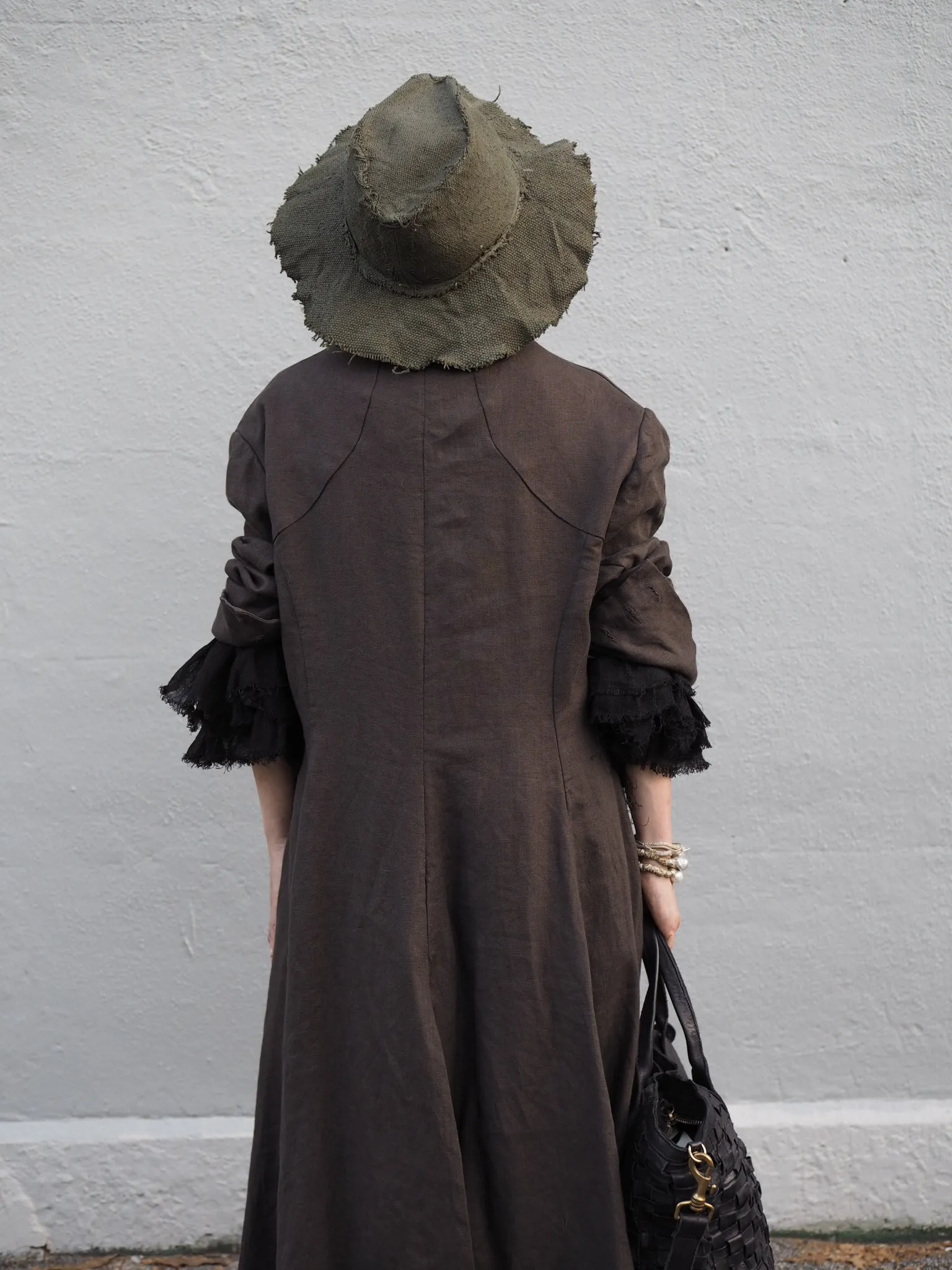 Maxi riding coat (Linen) - Truffle
