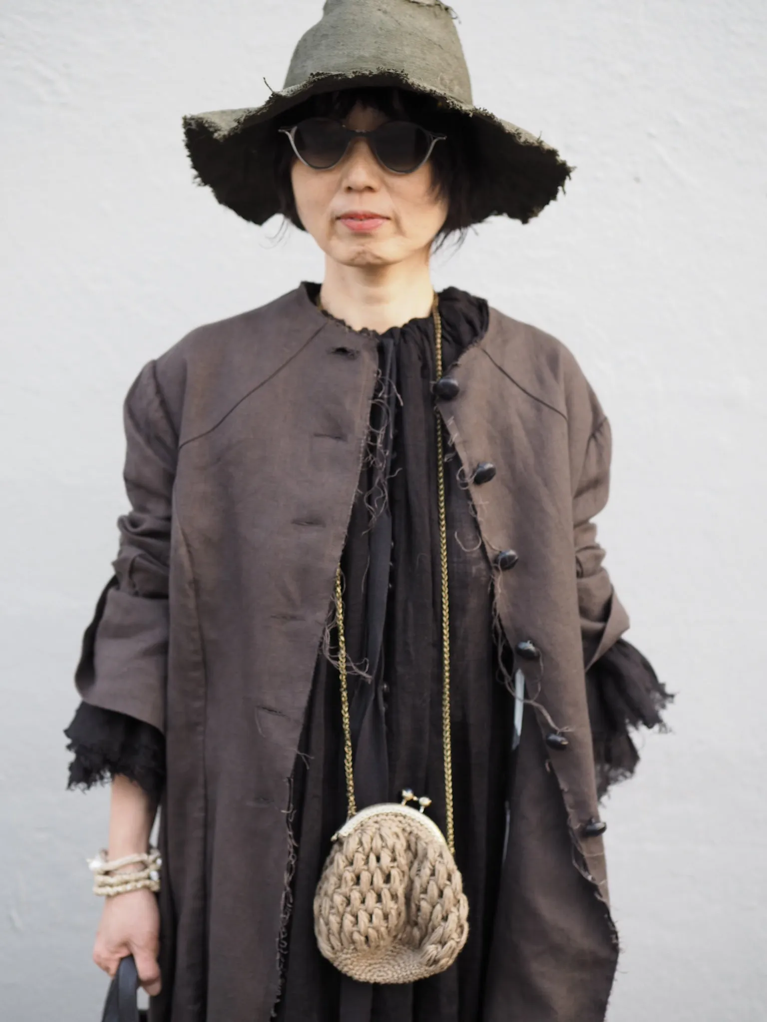 Maxi riding coat (Linen) - Truffle