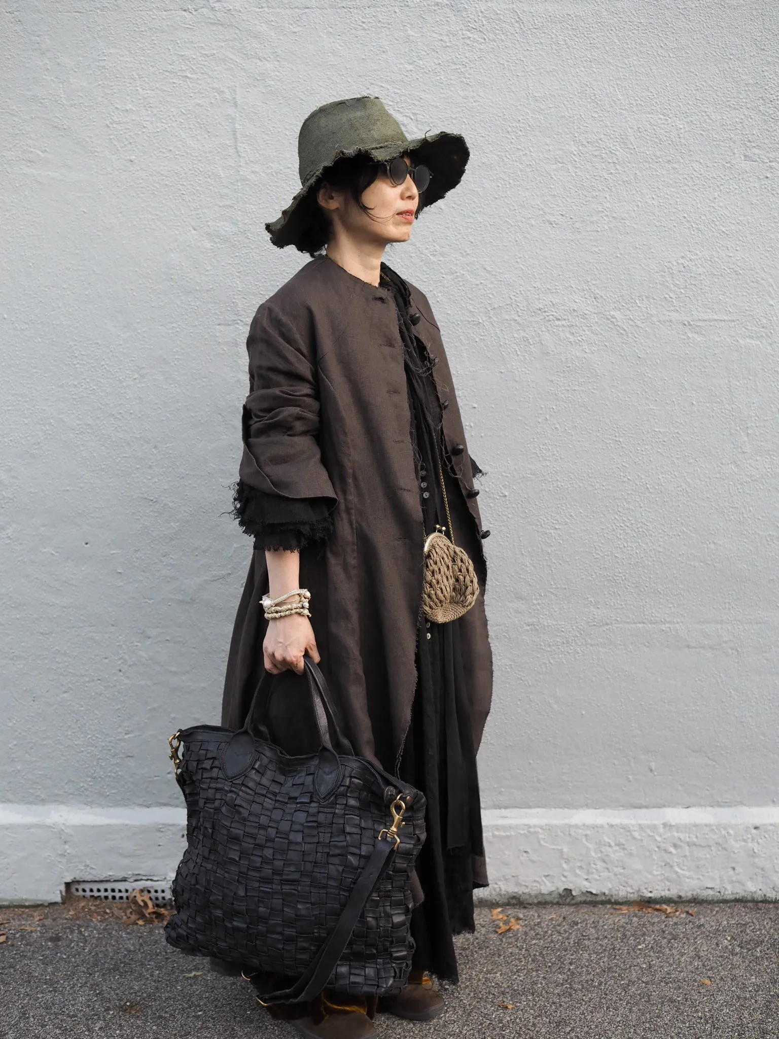 Maxi riding coat (Linen) - Truffle