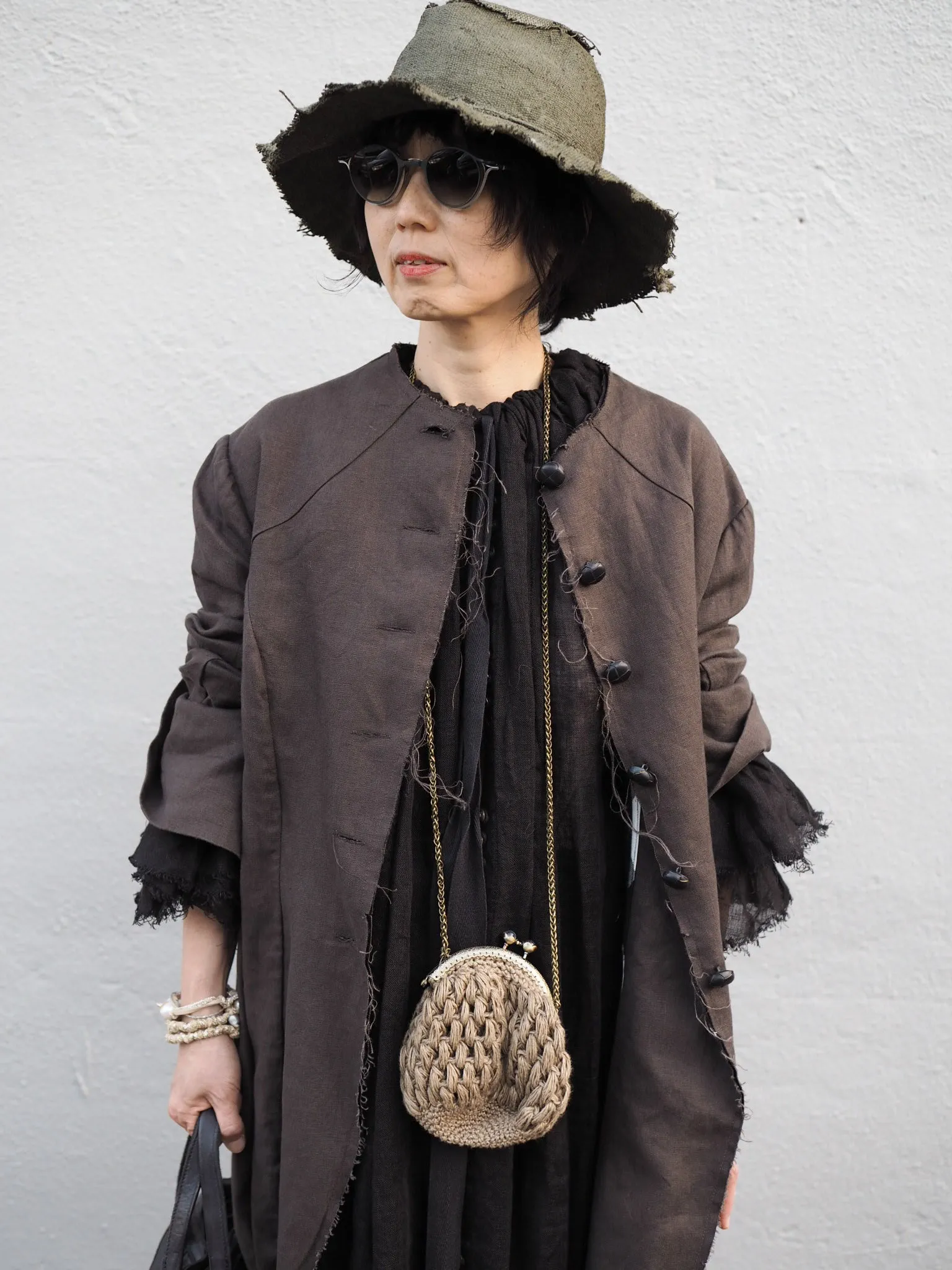 Maxi riding coat (Linen) - Truffle
