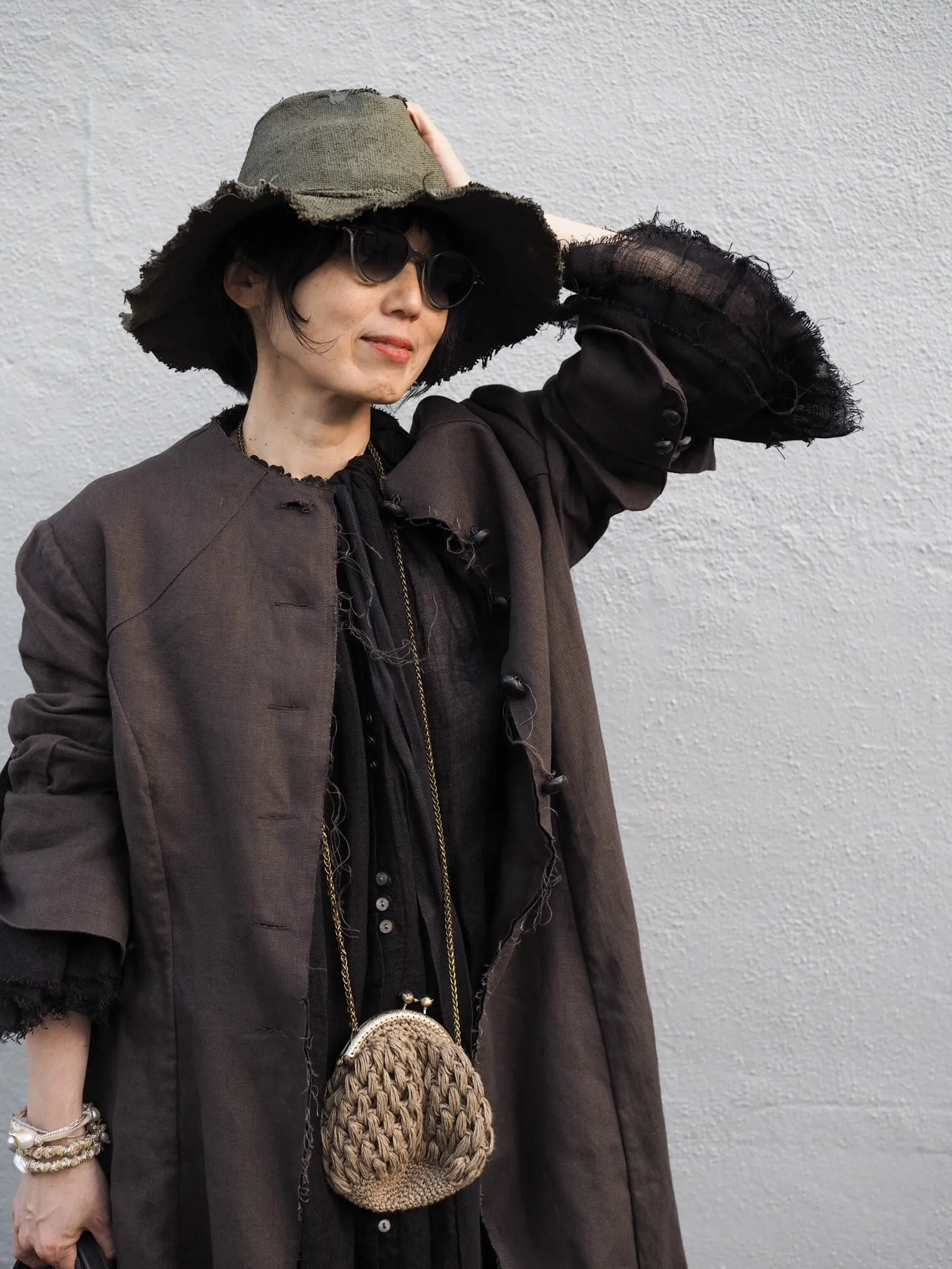 Maxi riding coat (Linen) - Truffle