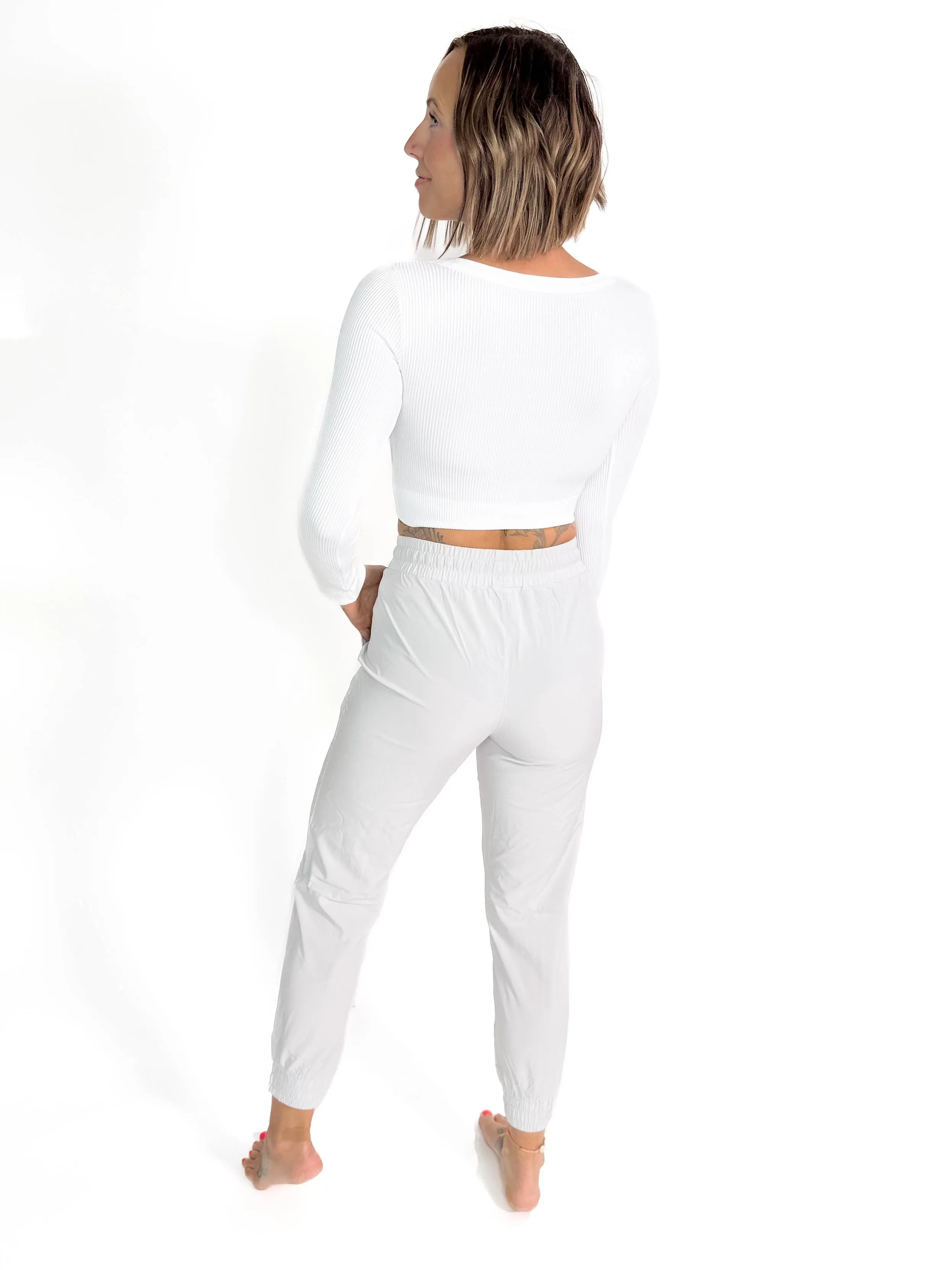 MONO B Maizy Athleisure Jogger- PALE GREY