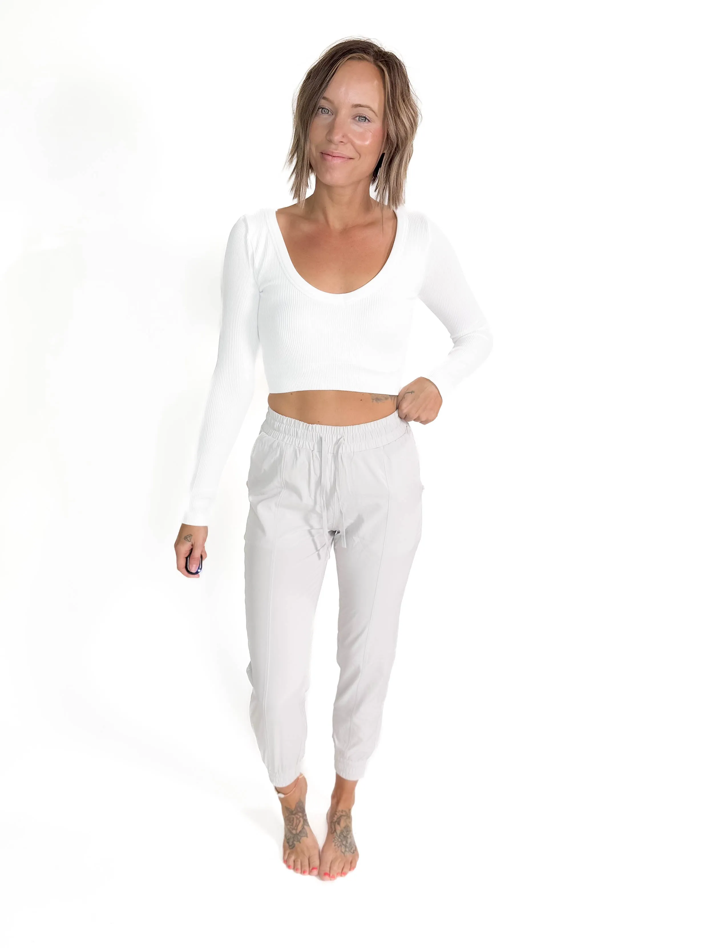 MONO B Maizy Athleisure Jogger- PALE GREY