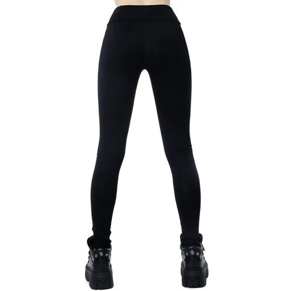 Night Terror Leggings | Soft Black Cotton White Pentagram Graphics