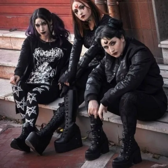 Night Terror Leggings | Soft Black Cotton White Pentagram Graphics
