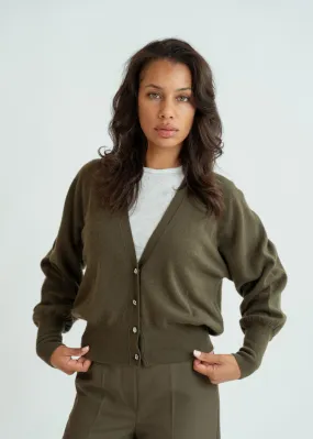 Odeeh Moss Fancy Button Cashmere Cardigan