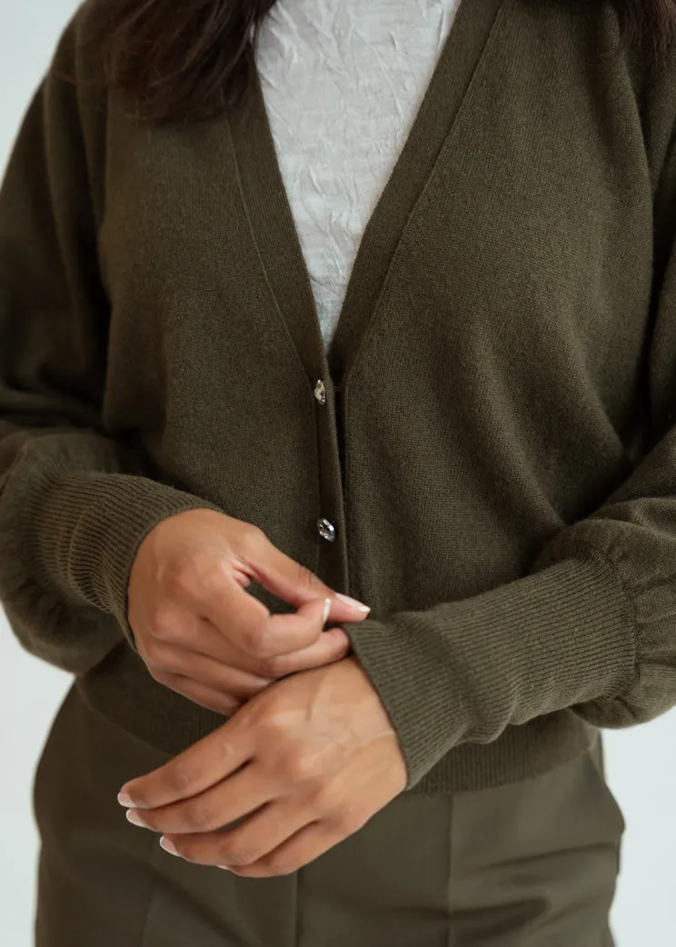 Odeeh Moss Fancy Button Cashmere Cardigan