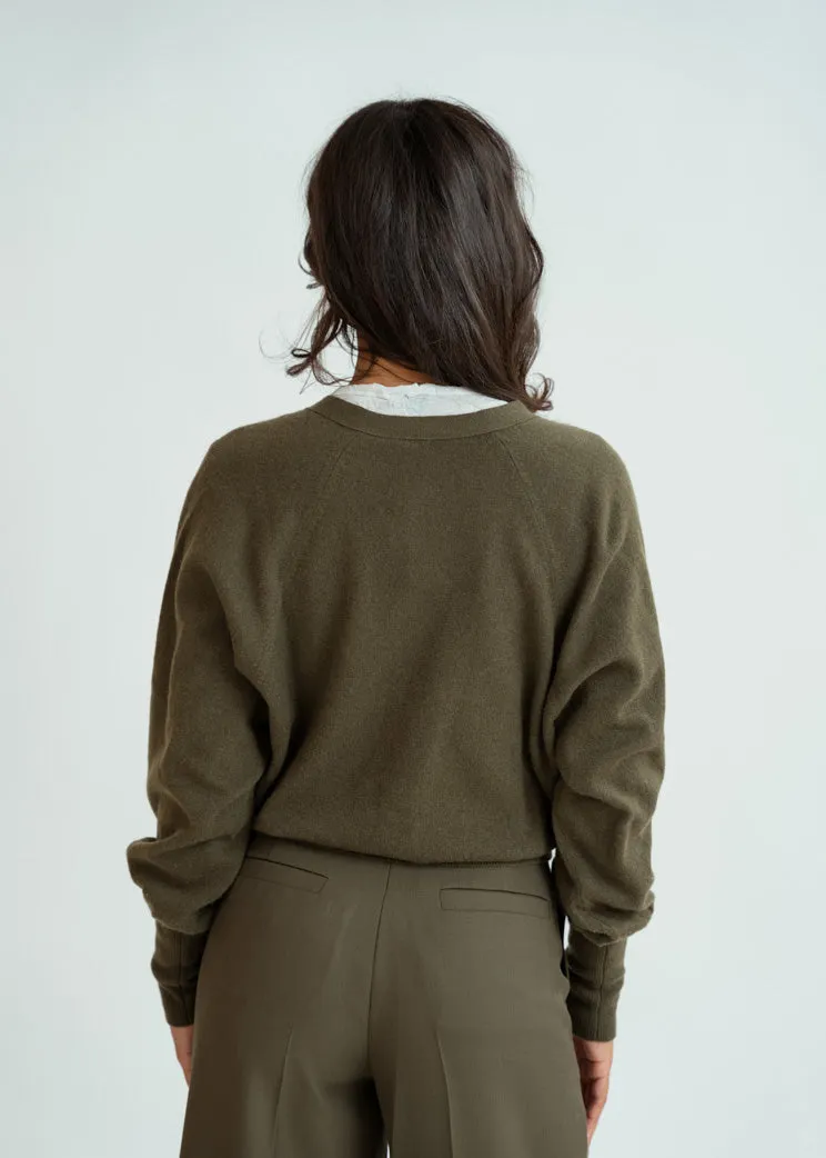 Odeeh Moss Fancy Button Cashmere Cardigan