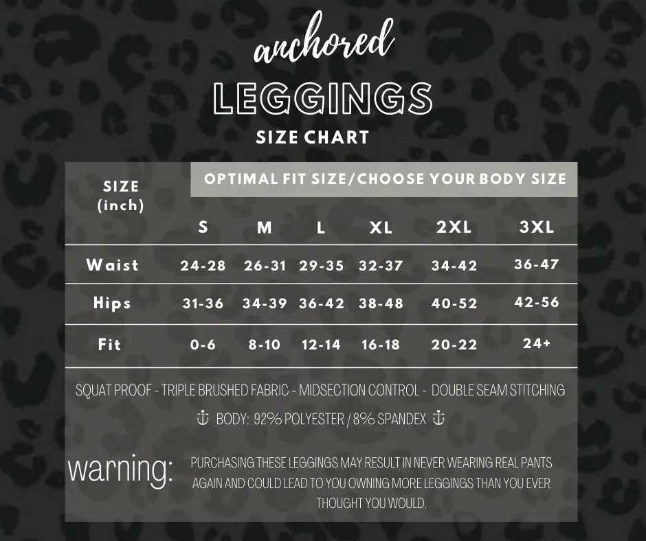 PREORDER Anchored Arrows Classic Comfort FULL LENGTH Leggings in black NO pockets