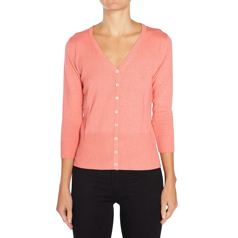 Silk   Cashmere Audrey Cardigan in Sherbet (low stock)