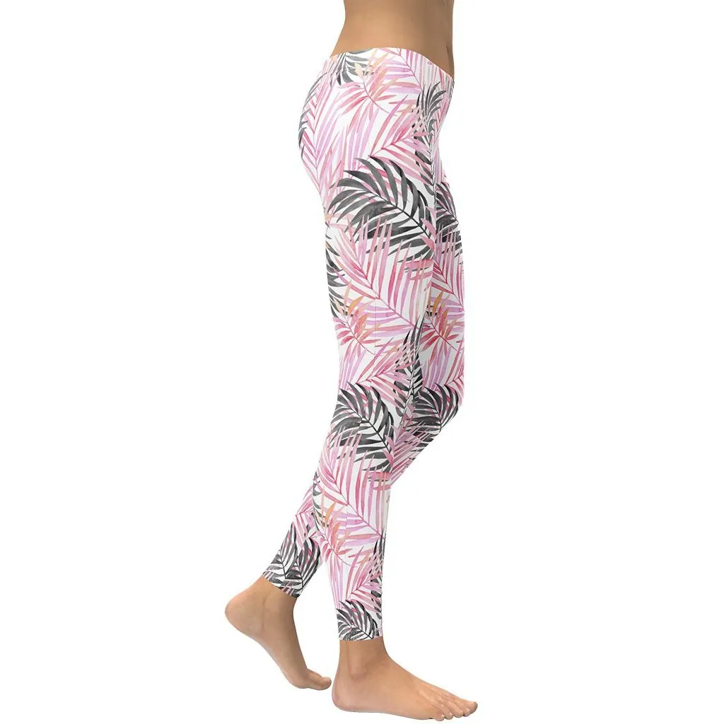 Soft Pink Tropical Leggings