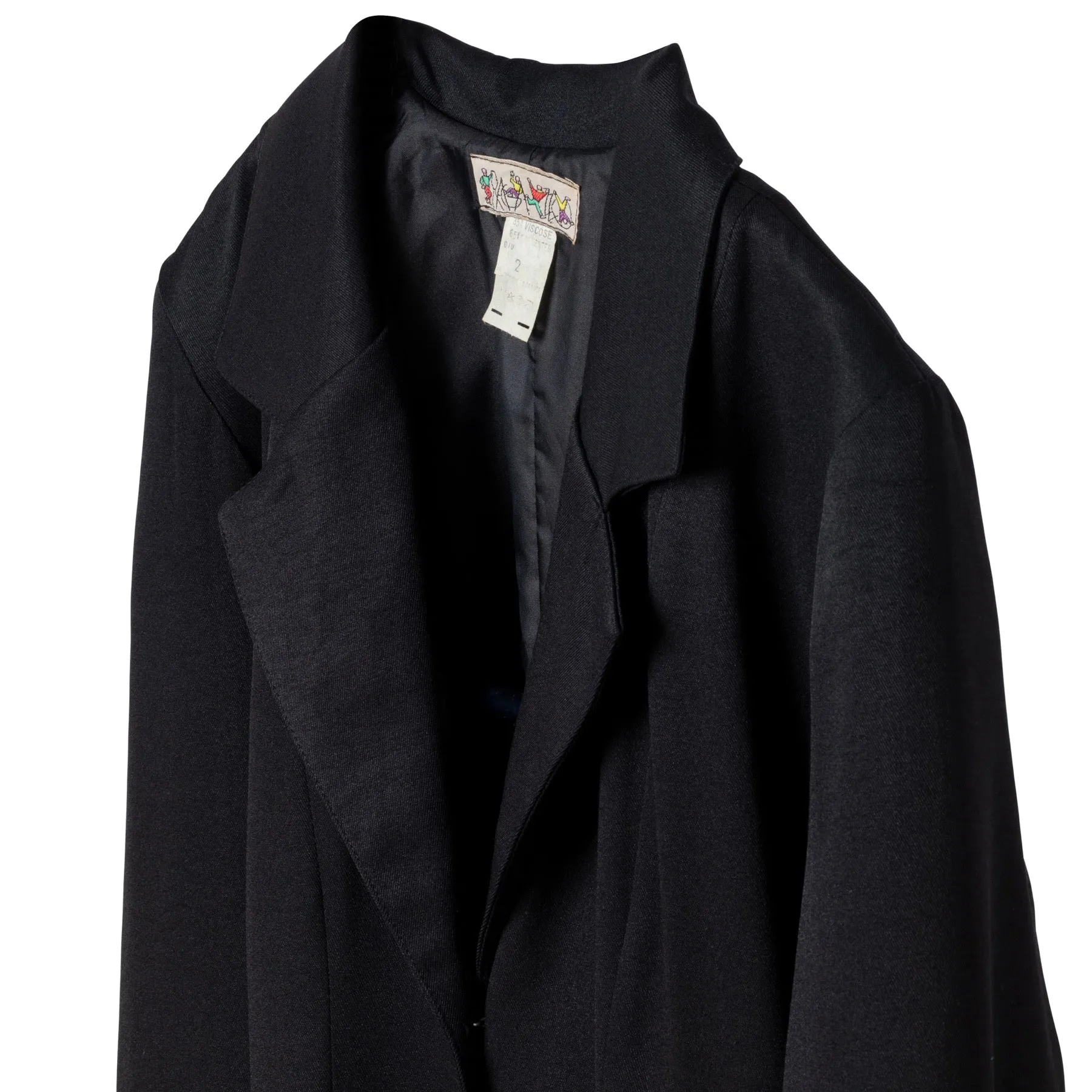 Twill Viscose Blend Wide Notch Lapel Swagger Coat