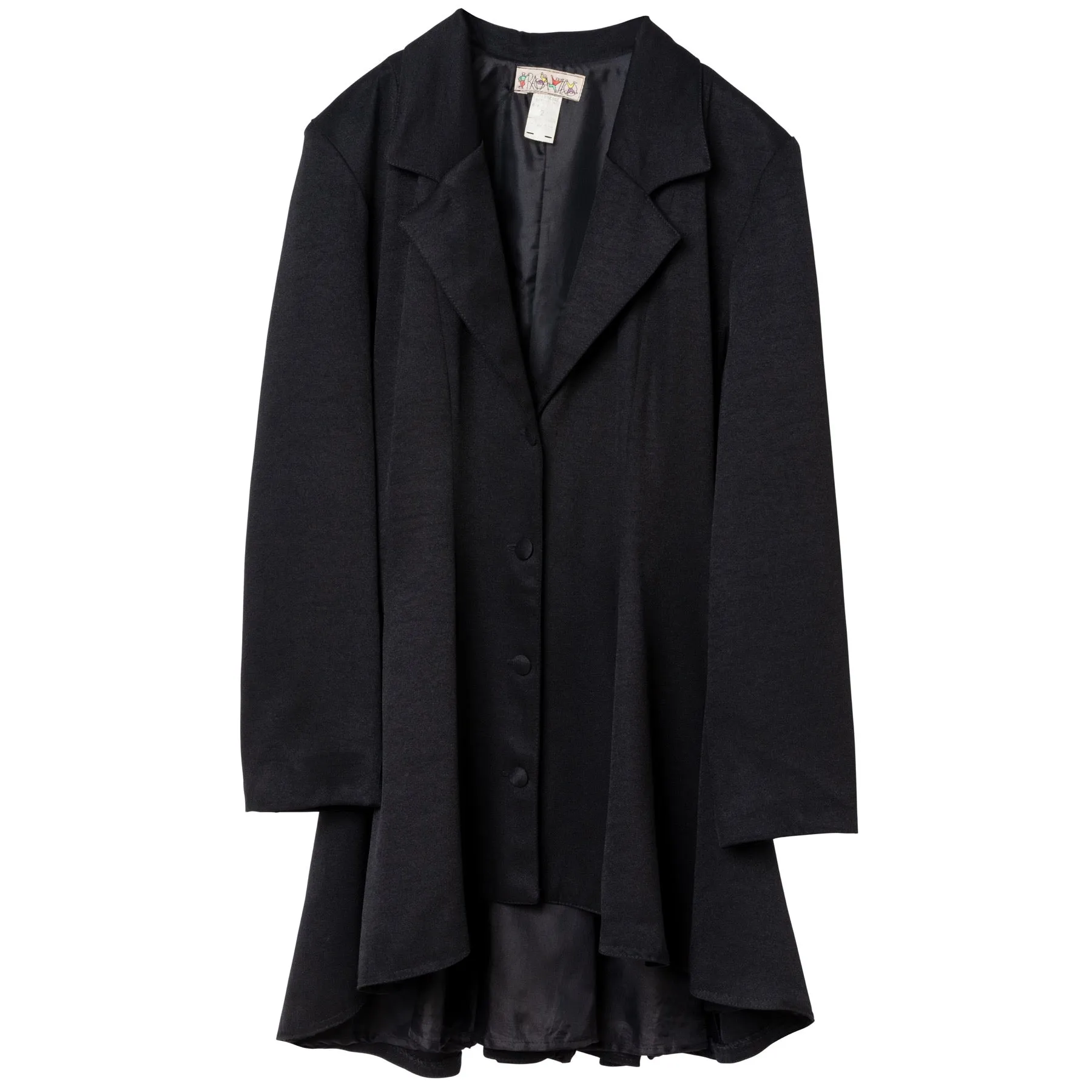 Twill Viscose Blend Wide Notch Lapel Swagger Coat