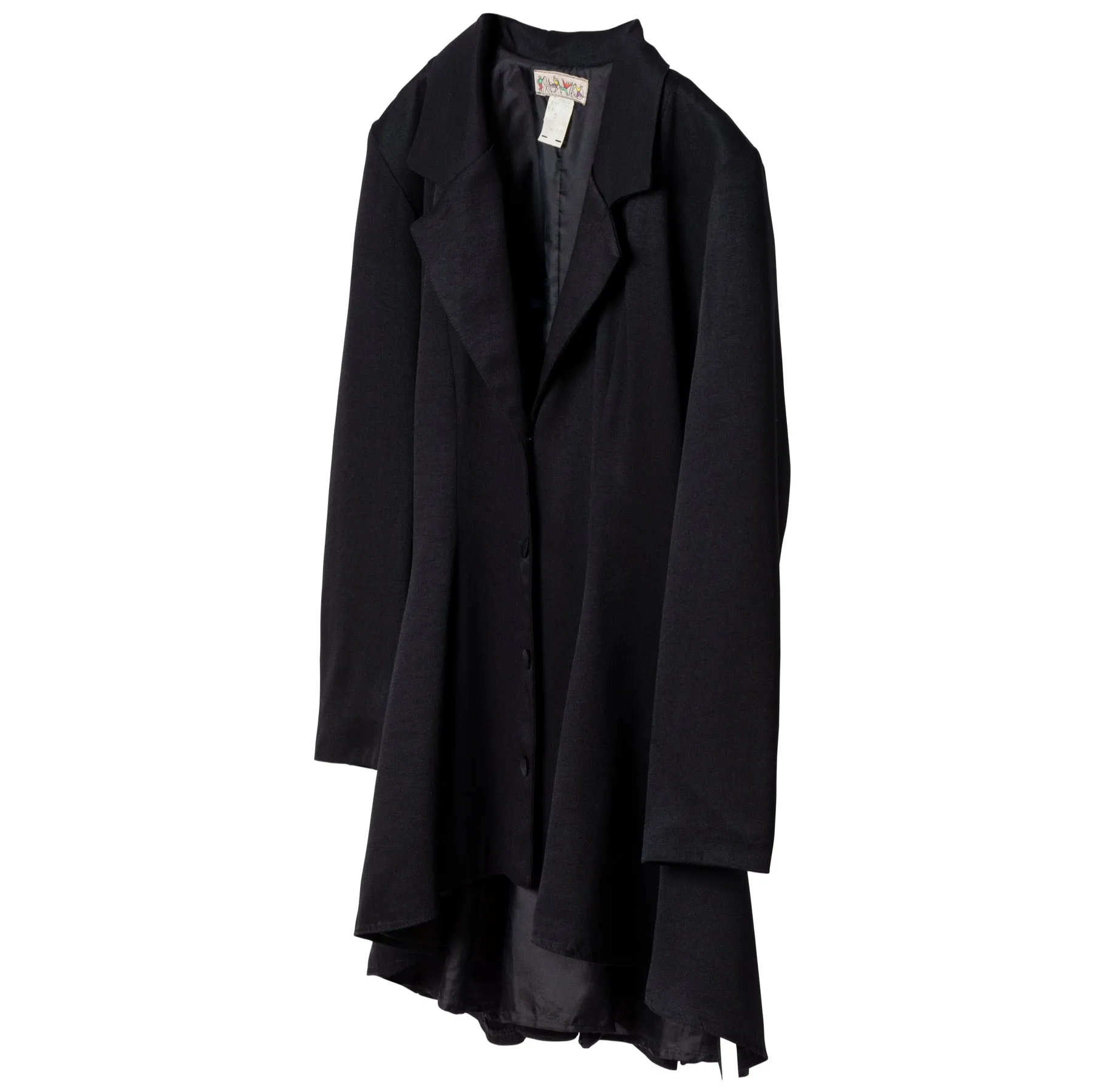 Twill Viscose Blend Wide Notch Lapel Swagger Coat