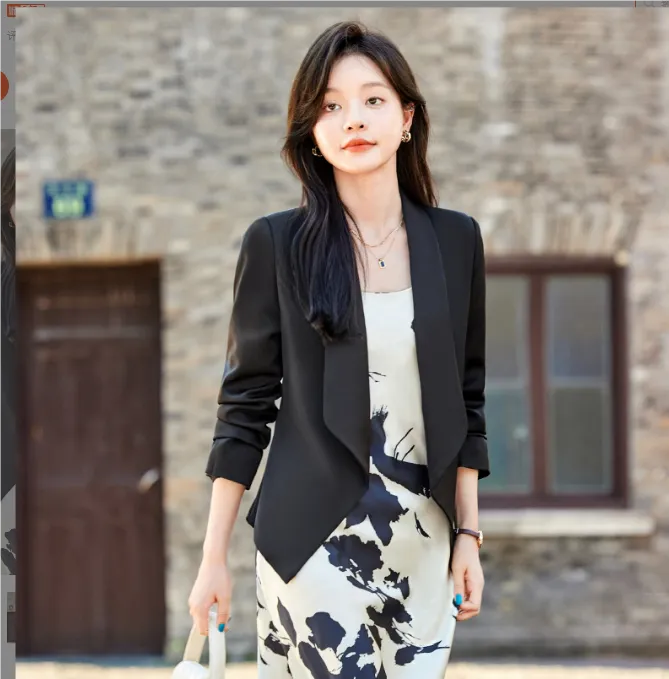 Women's Stylish Solid Colour Open-Front Blazer | For Everyday Wear